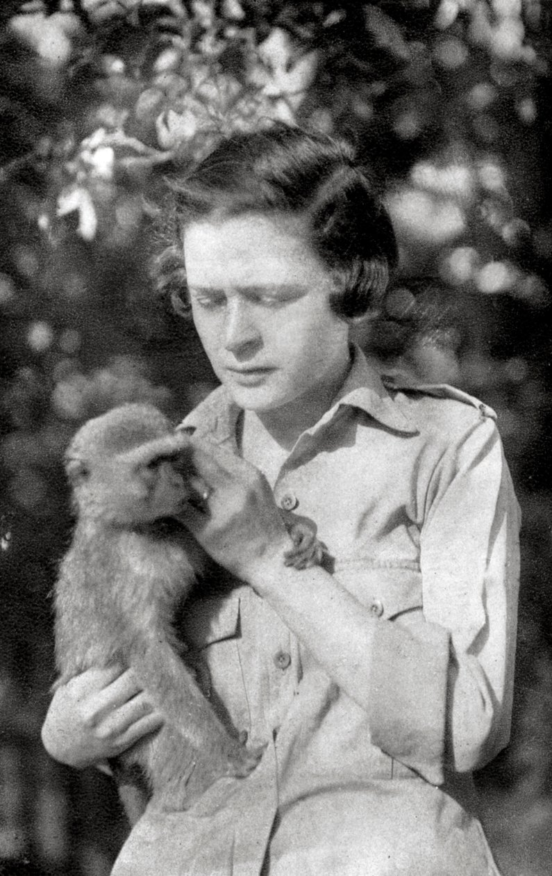 Stella Court Treatt ja hänen apinansa Kima, Dodoma Mongallassa, Itä-Afrikassa, 1925 1927 tekijältä Thomas A. Glover