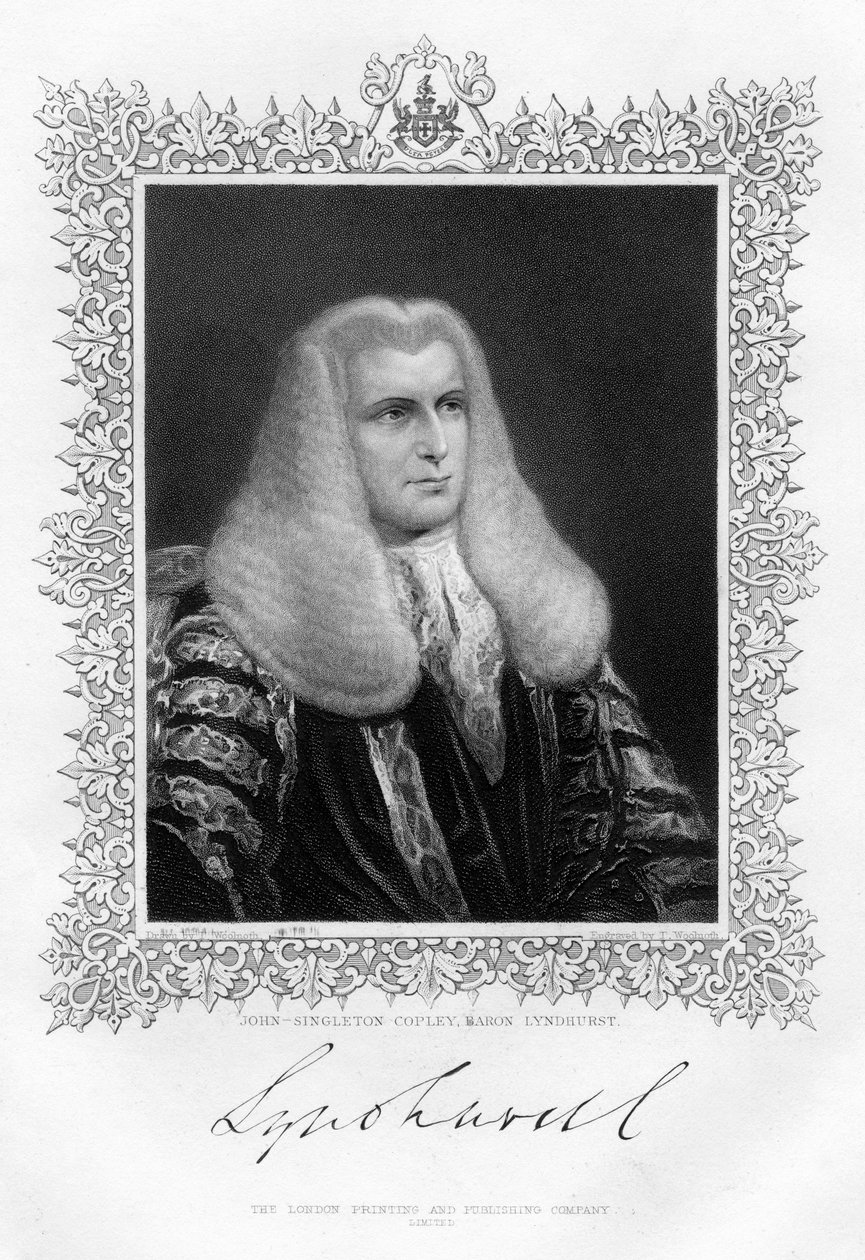 John Singleton Copley 1738-1815, Britannian lordikansleri ja poliitikko, 1800-luku. tekijältä Thomas A. Woolnoth