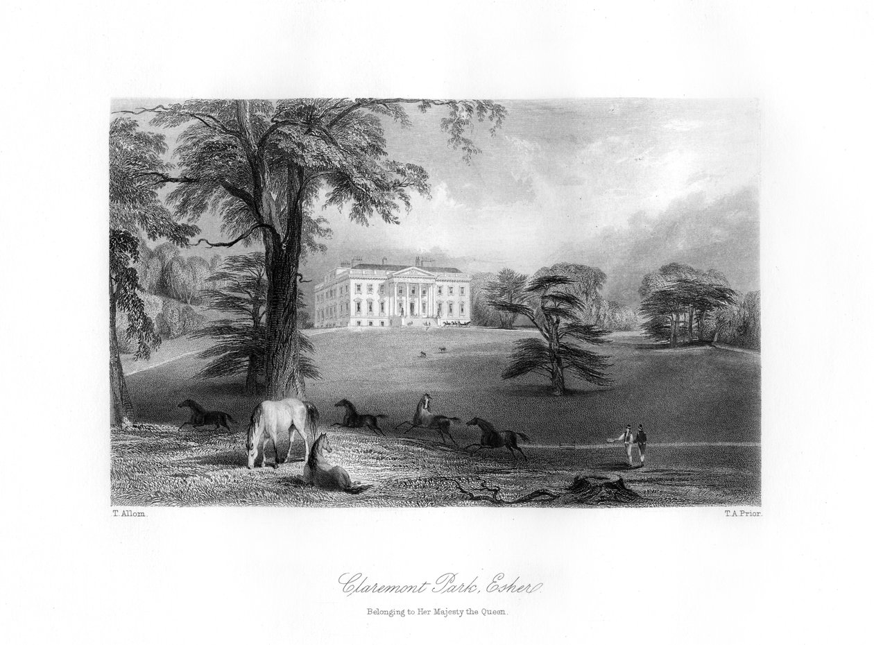 Claremont Park, Esher, Surrey, 1800-luku. tekijältä Thomas Abel Prior