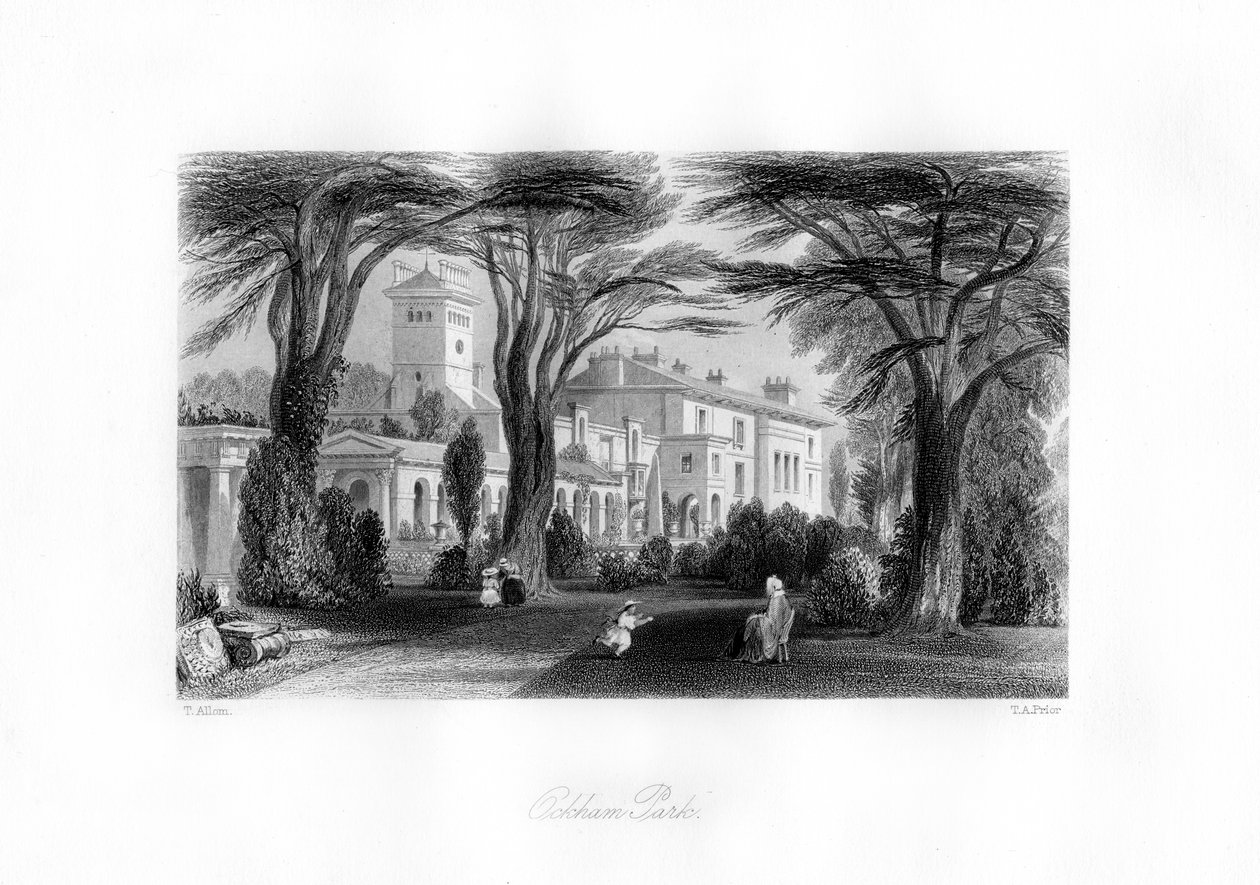 Ockham Park, Surrey, 1800-luku. tekijältä Thomas Abel Prior