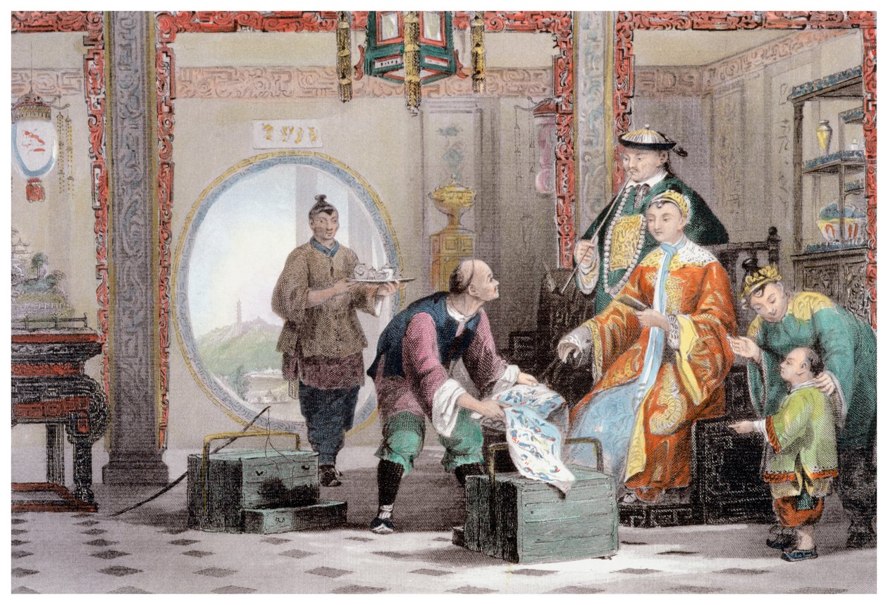 "Asunto mandariinitalossa, lähellä Nankingia", Kiina, 1843 tekijältä Thomas Allom