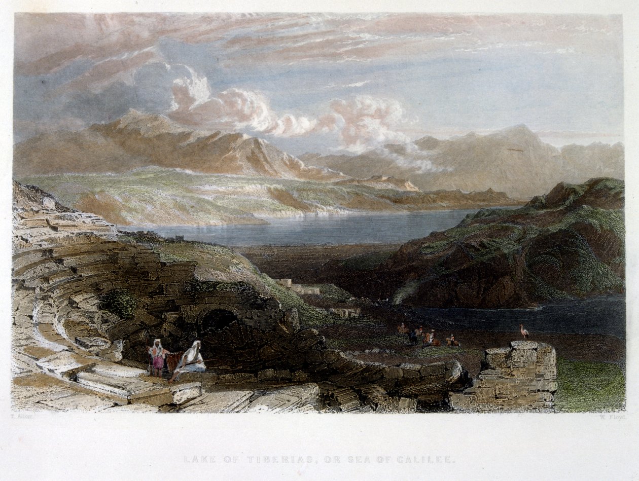 Tiberius (Galilea), Palestiinassa. c. 1837 (akvarelli) tekijältä Thomas Allom