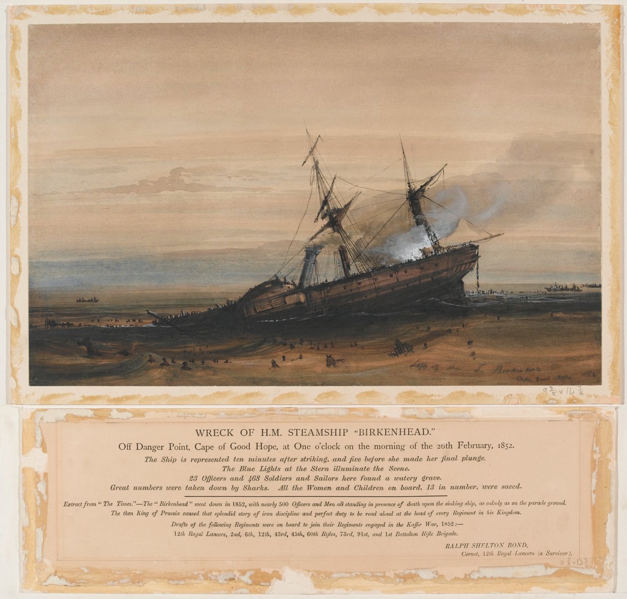 HM Steamship Birkenhead hylky (akvarelli) tekijältä Thomas Baines