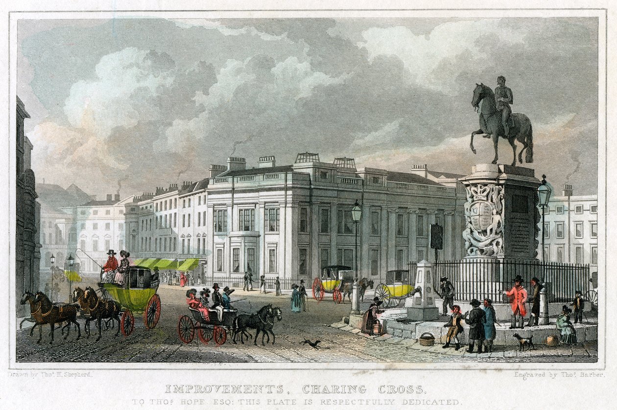 Parannukset, Charing Cross, Westminster, Lontoo, 1828. tekijältä Thomas Barber