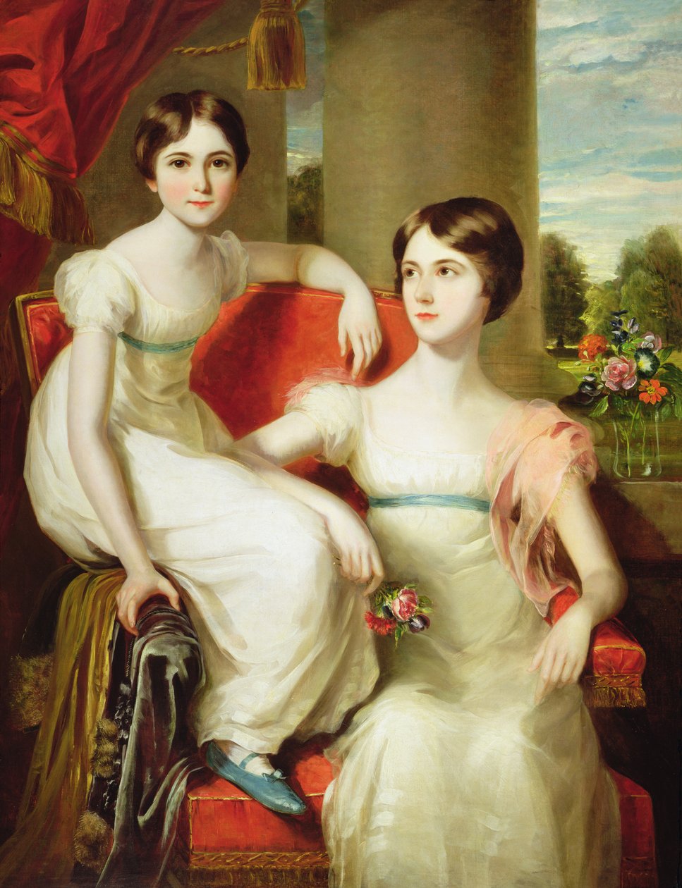 Lady Caroline Augusta (k. 1898) ja Lady Henrietta (k. 1860) Pelham-Clintonin muotokuva tekijältä Thomas Barber