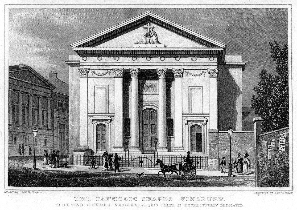 Katolinen kappeli, Finsbury, Lontoo, 1827. tekijältä Thomas Barber