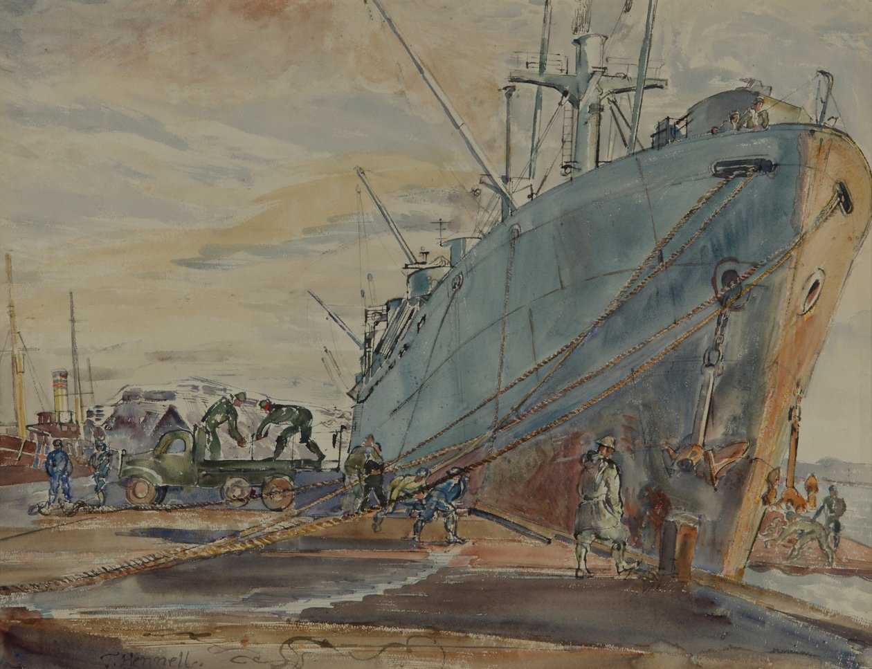 US Liberty Ship (akvarelli paperille) tekijältä Thomas Barclay Hennell