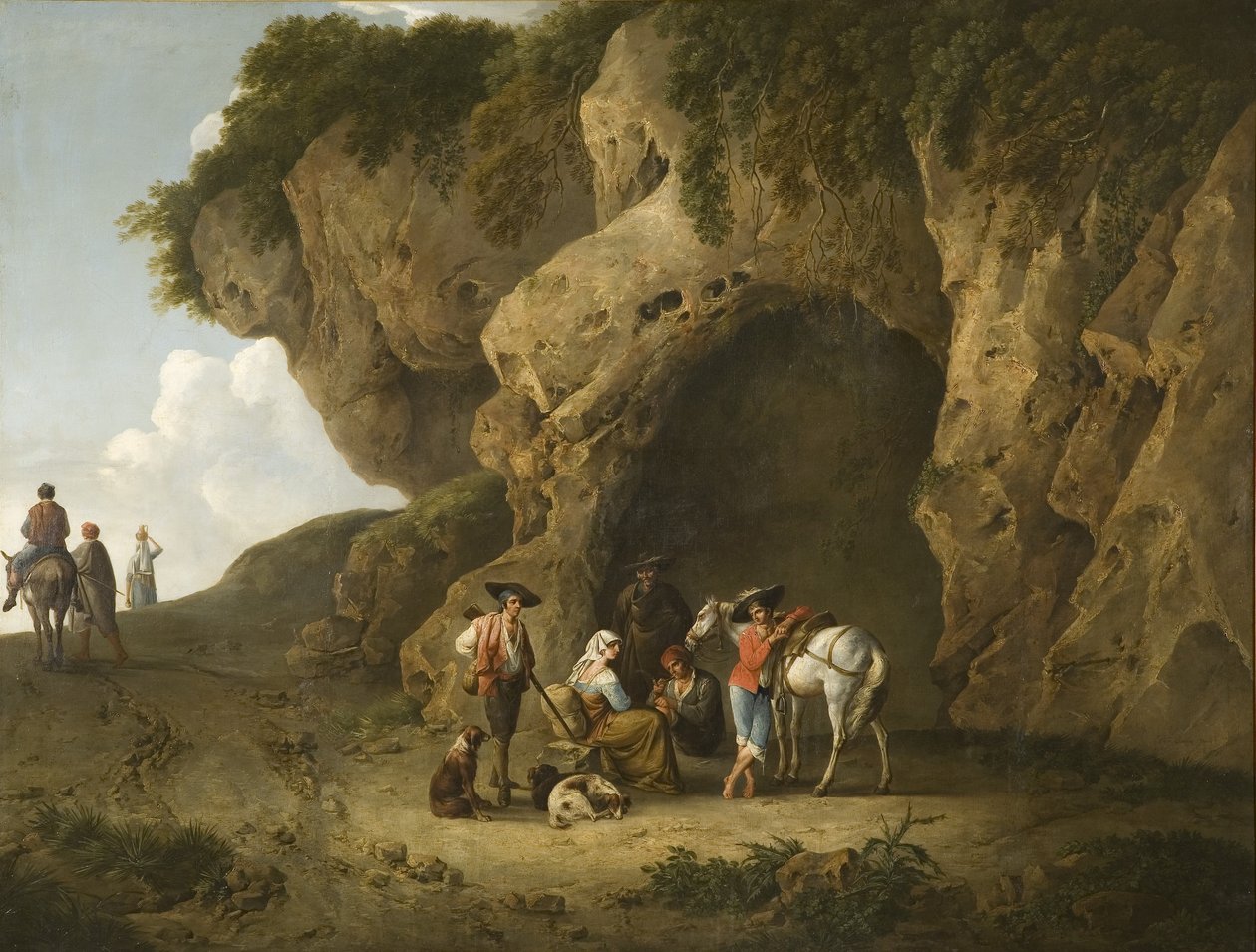 Cavern Scene lähellä Subiacoa hahmoineen tekijältä Thomas Barker
