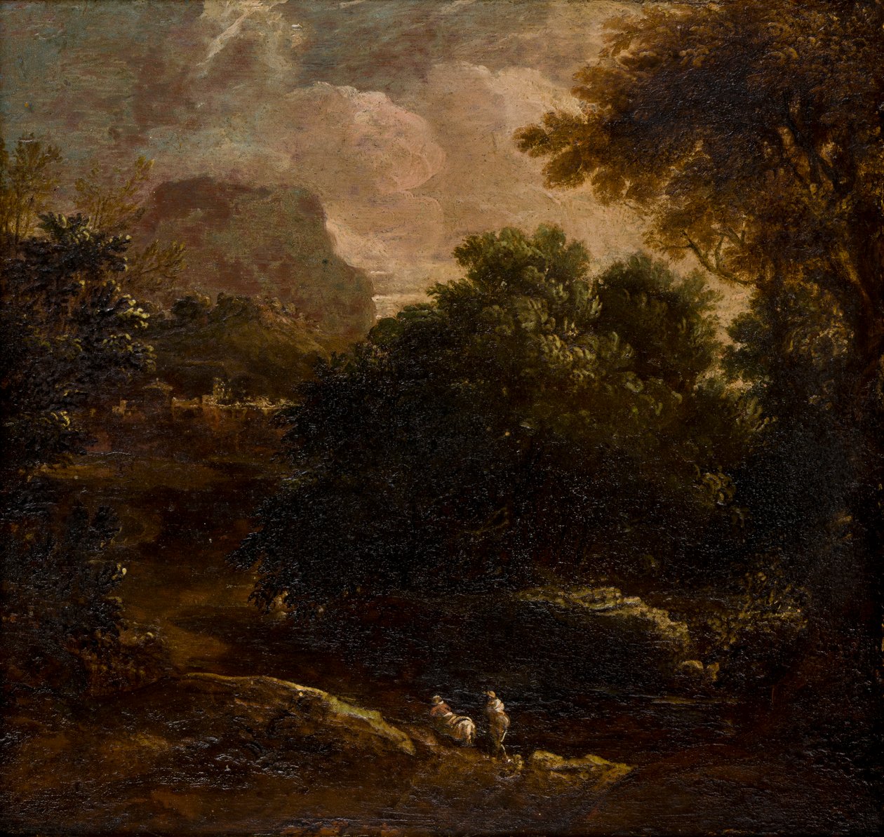 Metsäinen maisema hahmoineen, n. 1789-1847 (öljy paneelille) tekijältä Thomas Barker