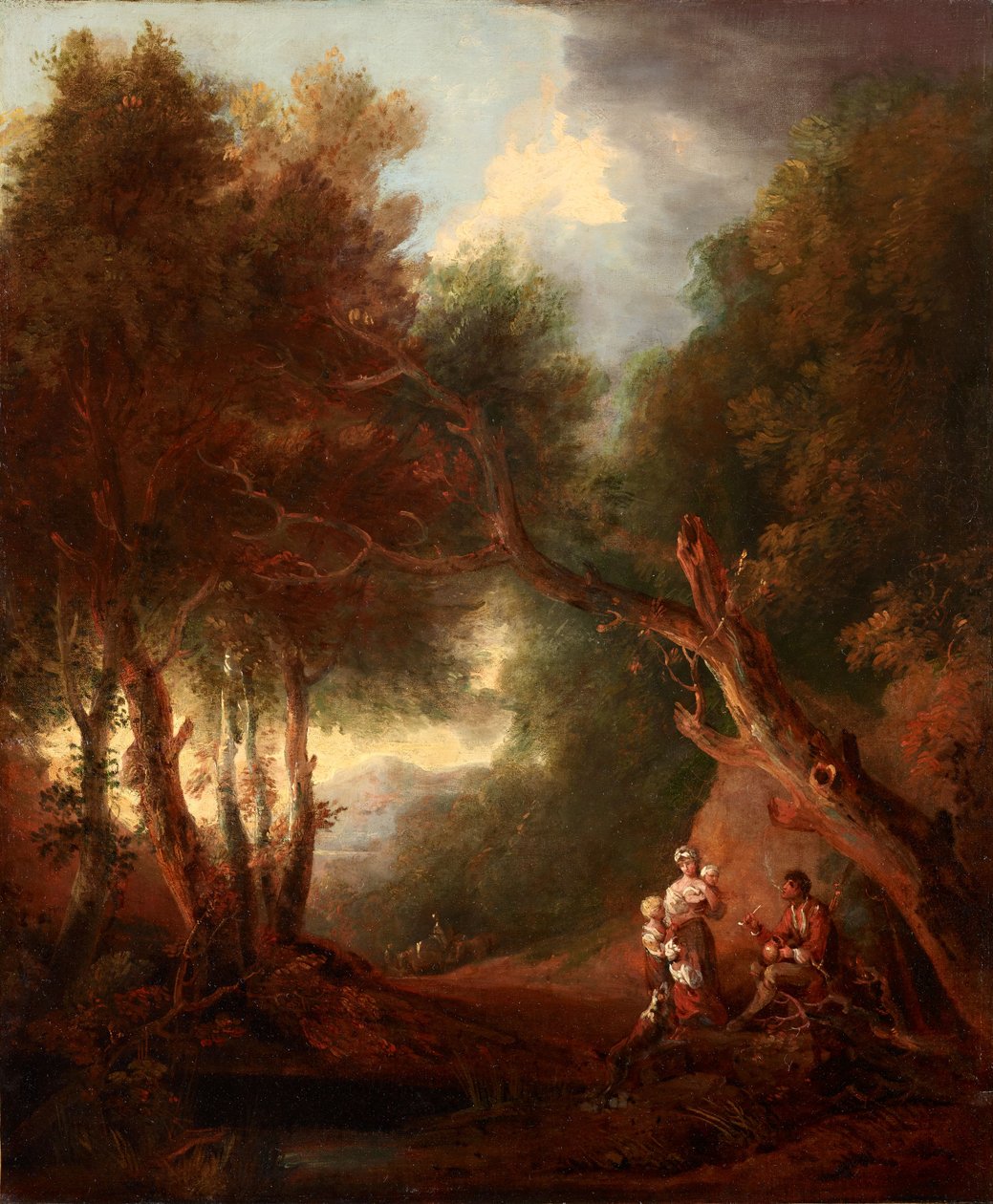 Metsäinen maisema, syysilta (öljy kankaalle) tekijältä Thomas Barker of Bath