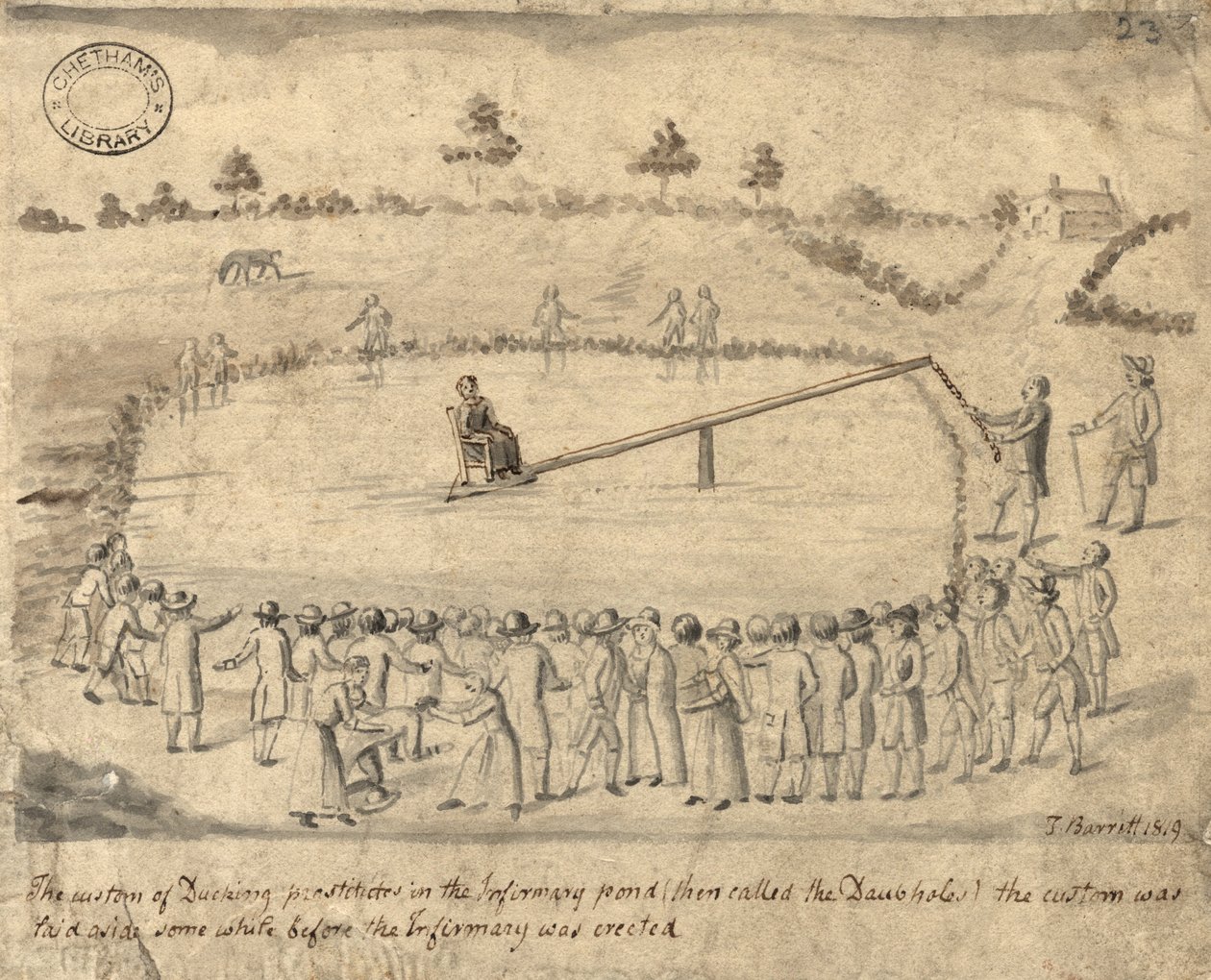 Ankkaprostituoidut, Manchester, 1819 (kynä ja muste ja pesu paperille) tekijältä Thomas Barritt