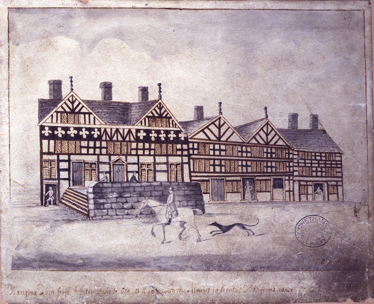 Hanging Ditch, Manchester, 1819 (kynä ja muste ja pesu paperille) tekijältä Thomas Barritt