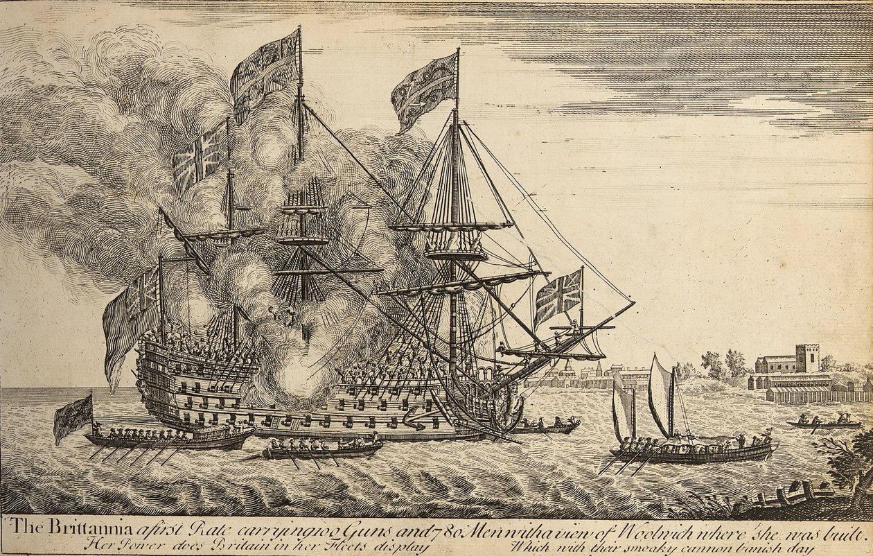 Brittannia", noin 1730 (etsaus). tekijältä Thomas Baston