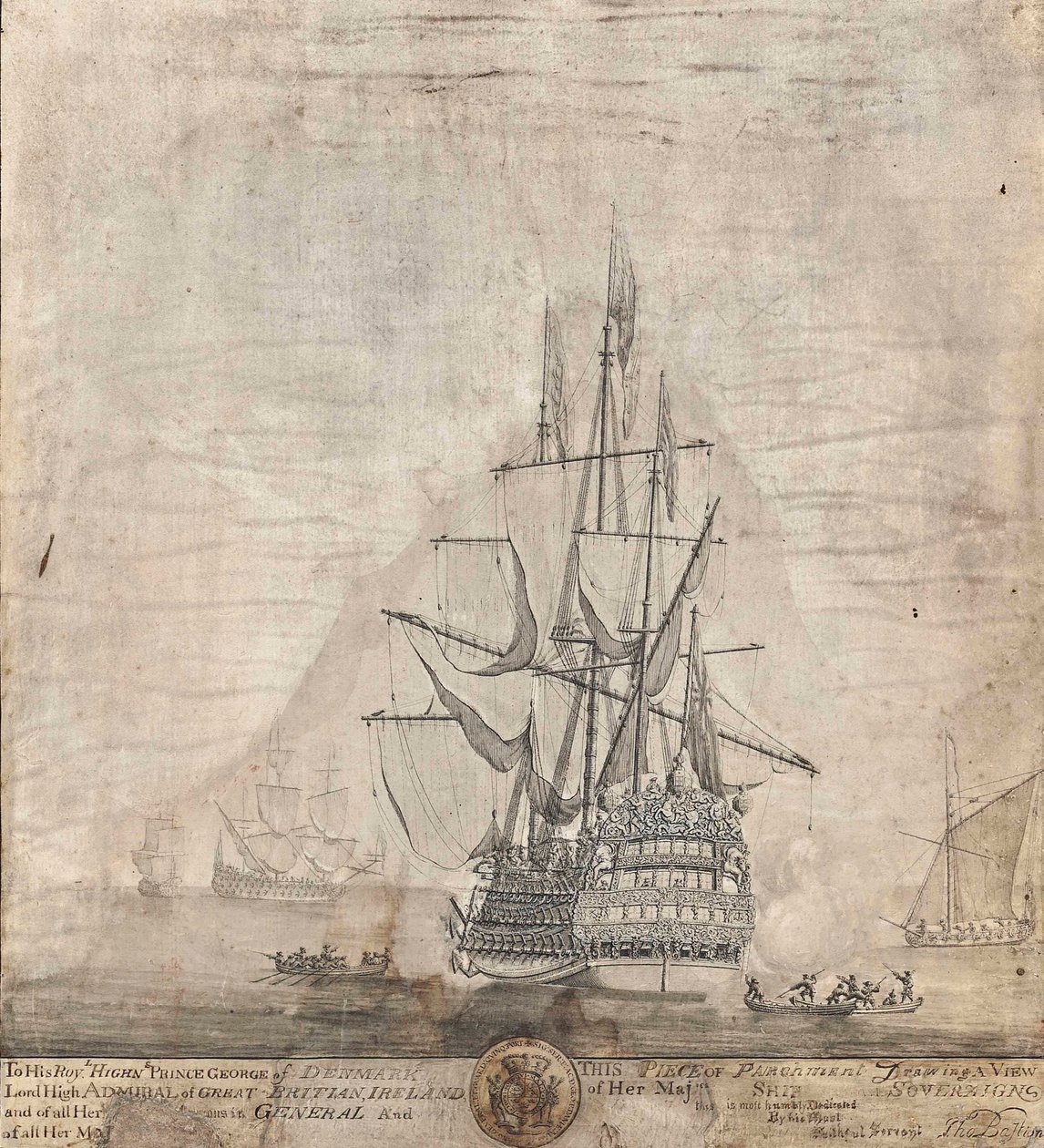 Näkymä Hänen Majesteettinsa Royal Sovereign -laivasta tekijältä Thomas Baston
