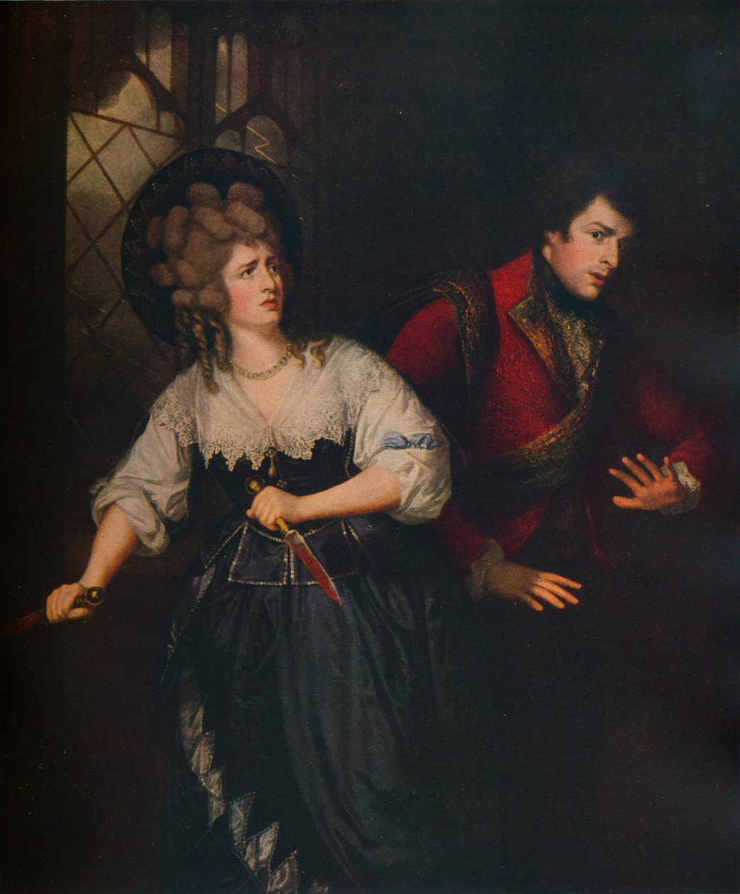 Rouva Siddons ja J. P. Kemble tikarikohtauksessa Macbethistä, 1786 tekijältä Thomas Beach