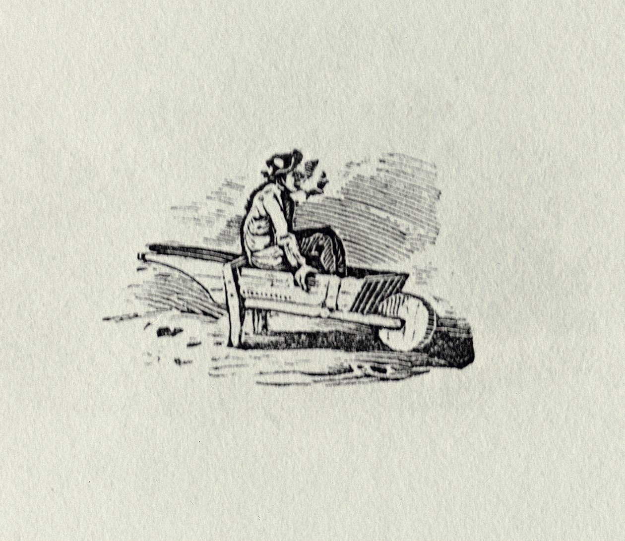 Mies kottikärryssä julkaisusta "History of British Birds and Quadrupeds" -julkaisu vuodelta 1815 (bw-kaiverrus) tekijältä Thomas Bewick