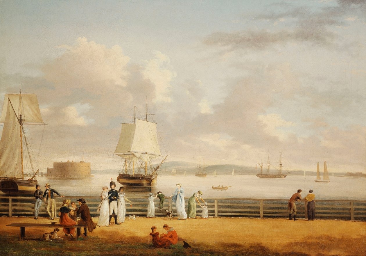The Battery and Harbour, New York, n. 1811-1812 tekijältä Thomas Birch