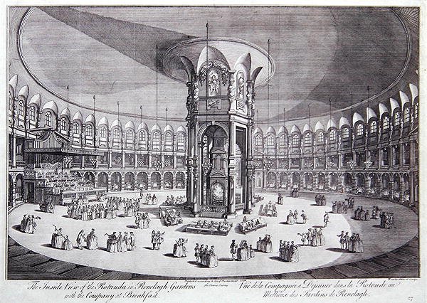Sisäkuva Rotundasta Ranelagh Gardensissa yrityksen kanssa aamiaisella, John Stow