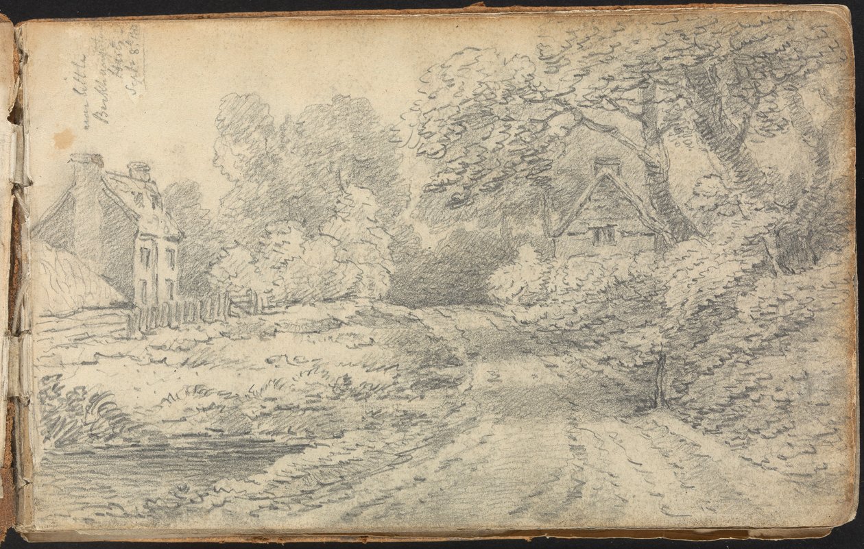 Album of Landscape and Figure Studies: A Road near Berkhamsted, Hertfordshire. 8. syyskuuta 1811 tekijältä Thomas Bradshaw