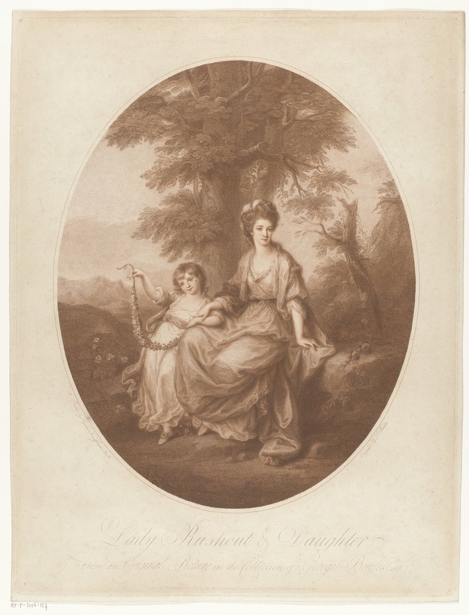Lady Rebecca Northwickin ja hänen tyttärensä Anne Rushoutin muotokuva Lady Rushout & Daughter (otsikko esineessä) tekijältä Thomas Burke