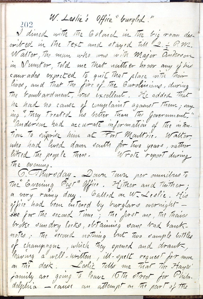 Thomas Butler Gunn Diaries- Osa 16, sivu 224, 5. kesäkuuta 1861 tekijältä Thomas Butler Gunn