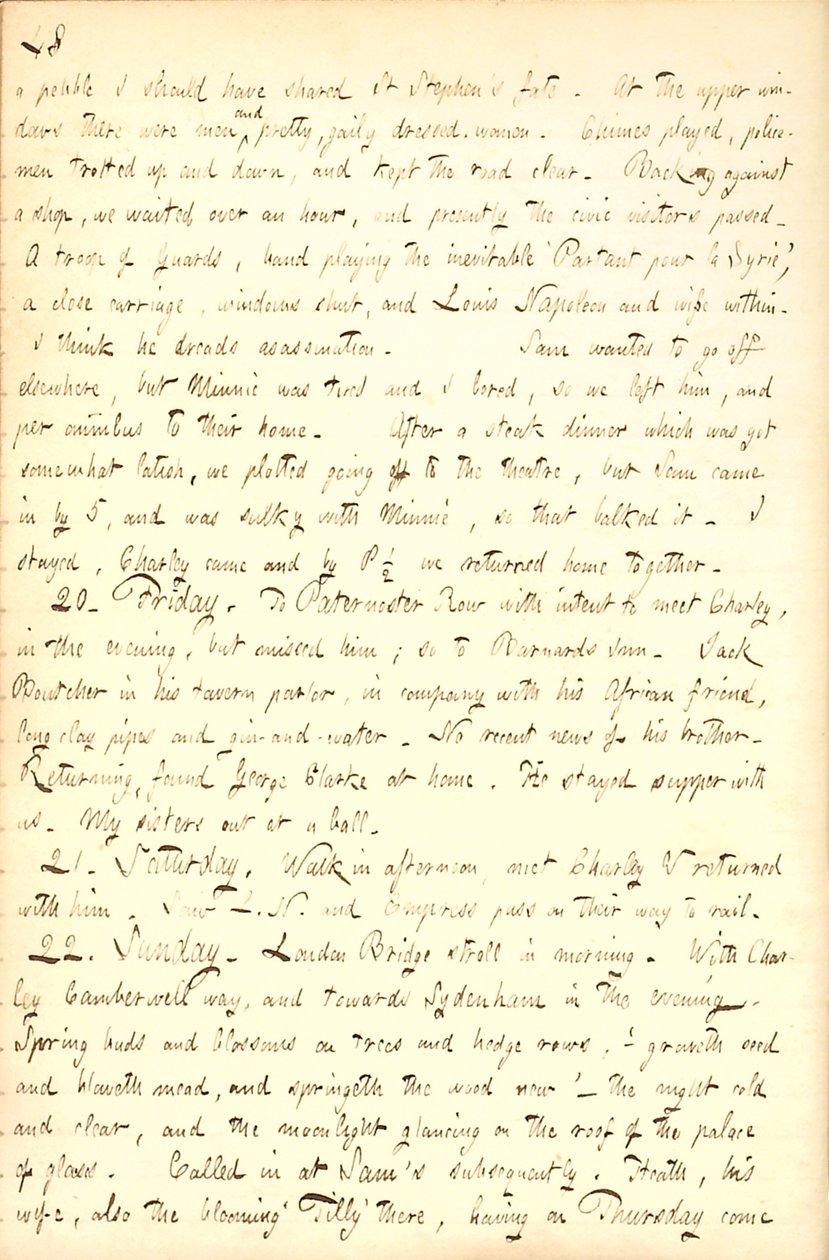 Thomas Butler Gunn Diaries- nide 7, sivu 54, 19.-22. Huhtikuuta 1855 tekijältä Thomas Butler Gunn