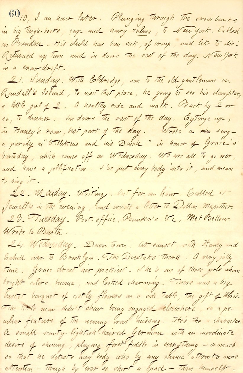 Thomas Butler Gunn Diaries- nide 9, sivu 71, 20.-24. Helmikuuta 1858 tekijältä Thomas Butler Gunn