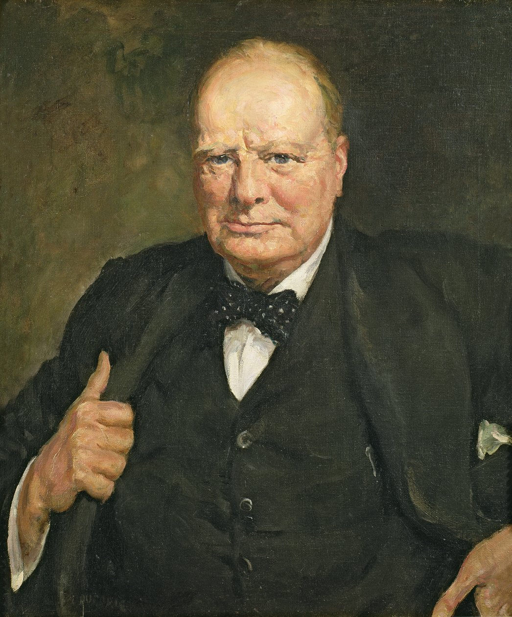 Sir Winston Churchillin (1874-1965) muotokuva (öljy kankaalle) tekijältä Thomas Cantrell Dugdale