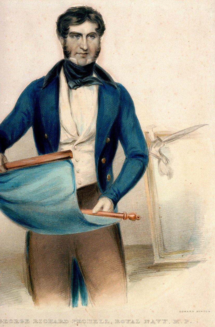 Kapteeni George Richard Pechell, kuninkaallinen laivasto, kansanedustaja (värillinen litografia). tekijältä Thomas Charles (after) Wageman