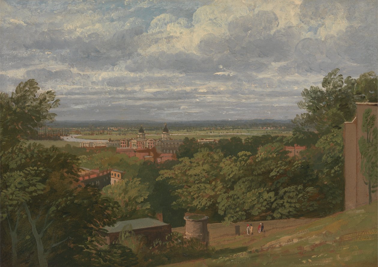 Greenwich-sairaala observatoriosta, josta on kaukainen näkymä Lontooseen tekijältä Thomas Christopher Hofland