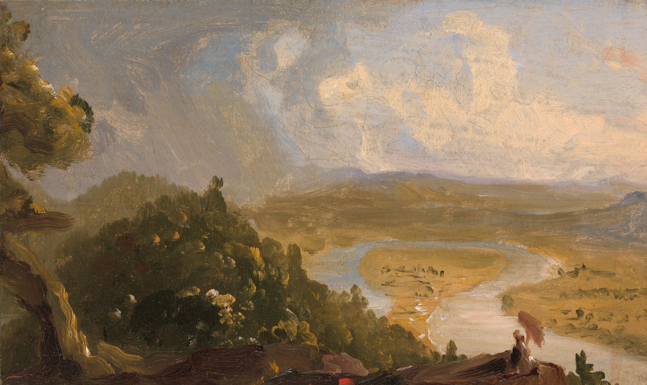 Luonnos näkymästä Mount Holyoke, Northampton, Massachusetts..., The Oxbow, 1836. tekijältä Thomas Cole