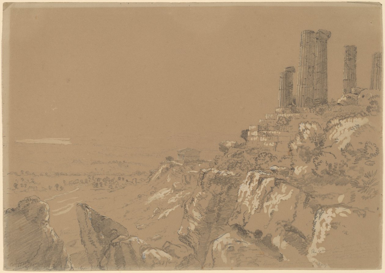 Junon, Lucinan ja Concordian temppelit - Agrigento, Sisilia tekijältä Thomas Cole