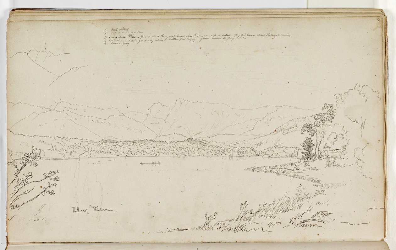 The Head of Windermere, Lake District, Englanti, 1829 (tussi ja lyijykynä paperille). tekijältä Thomas Cole