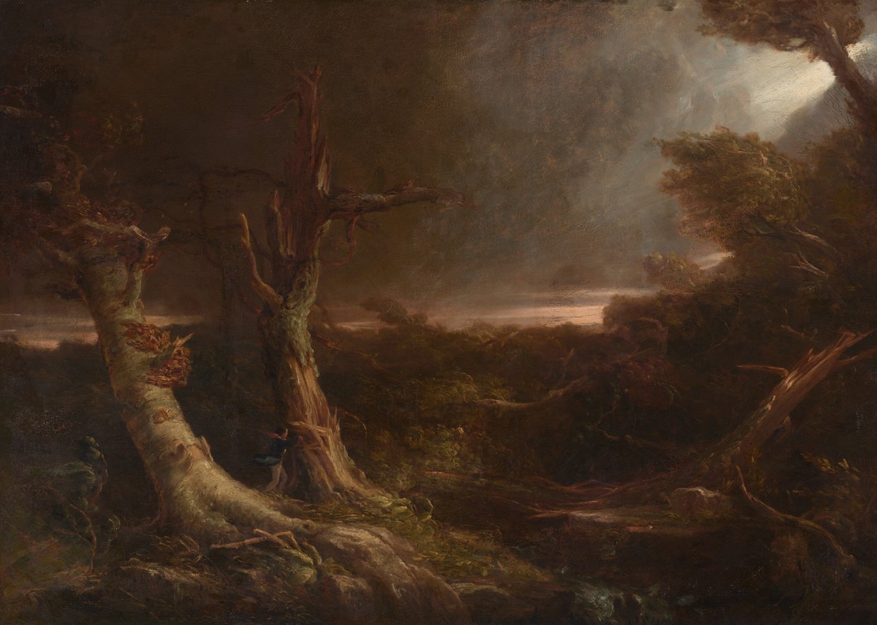 Tornado Amerikan metsässä tekijältä Thomas Cole