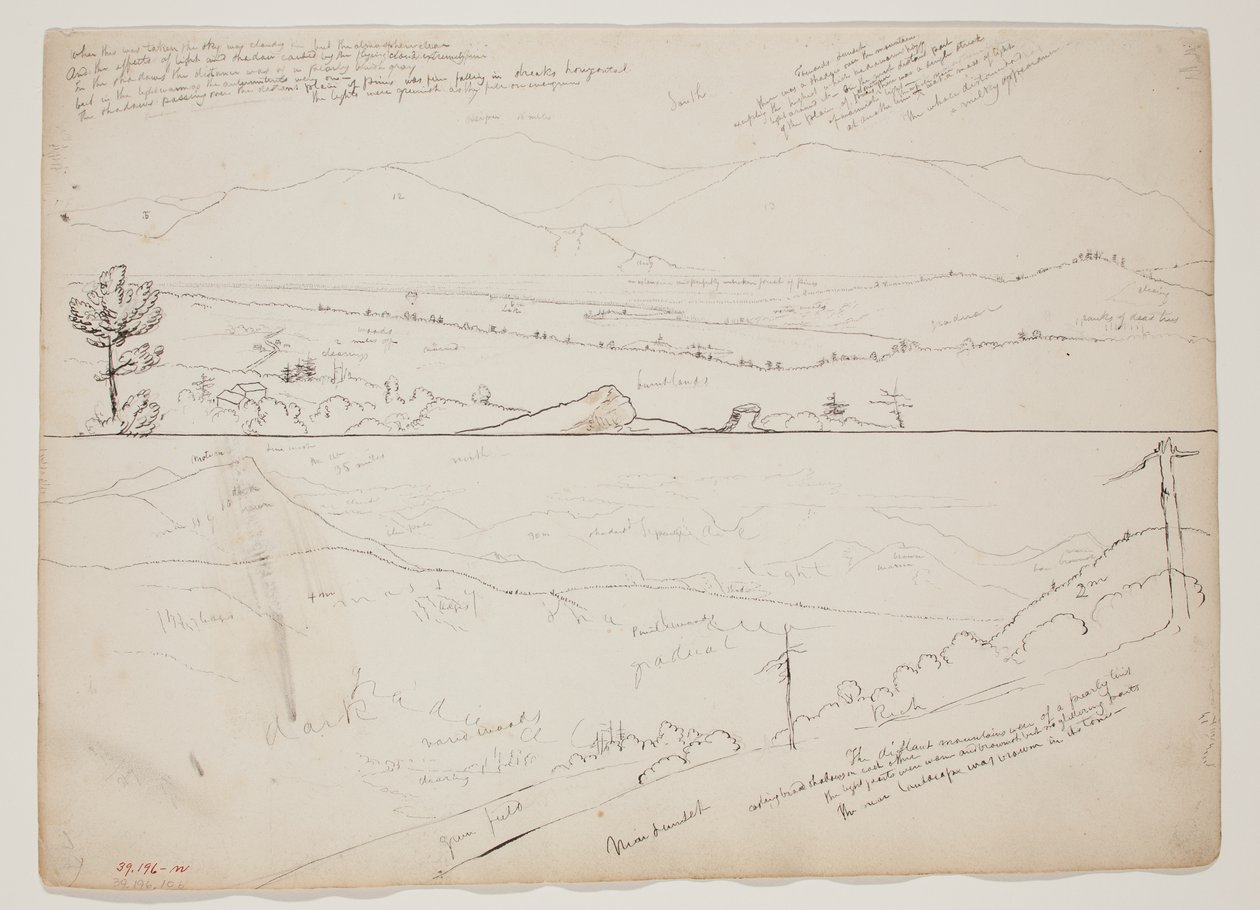 Näkymä kohti Ossipee-vuoristoa; näkymä kaukaisille vuorille tekijältä Thomas Cole