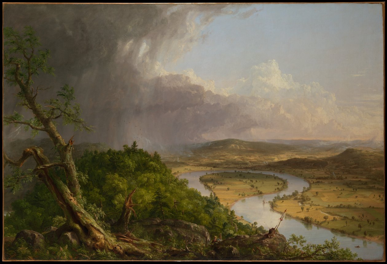 Näkymä Mount Holyokelta, Northamptonista, Massachusettsista, ukkosmyrskyn jälkeen - Joenmutka tekijältä Thomas Cole