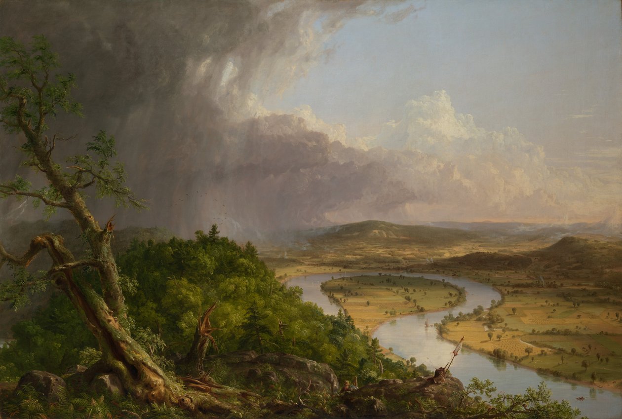 Näkymä Mount Holyokelta, Northamptonista, Massachusettsista, ukkosmyrskyn jälkeen - The Oxbow, 1836. tekijältä Thomas Cole