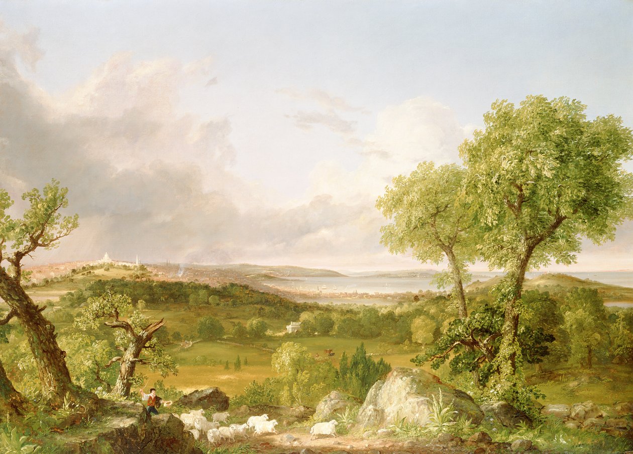 Näkymä Bostoniin (öljy kankaalle) tekijältä Thomas Cole