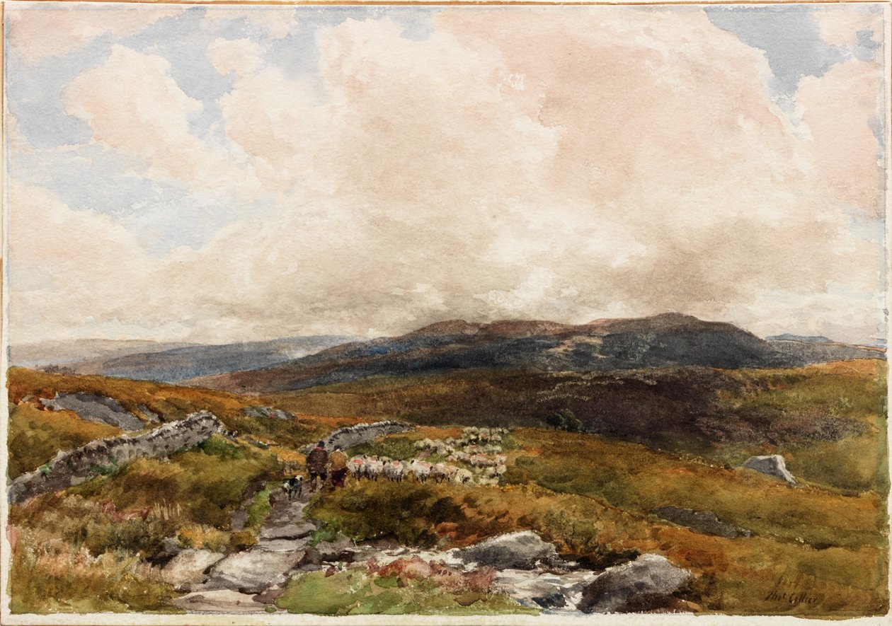 Moorland Scene (lyijykynä) tekijältä Thomas Collier