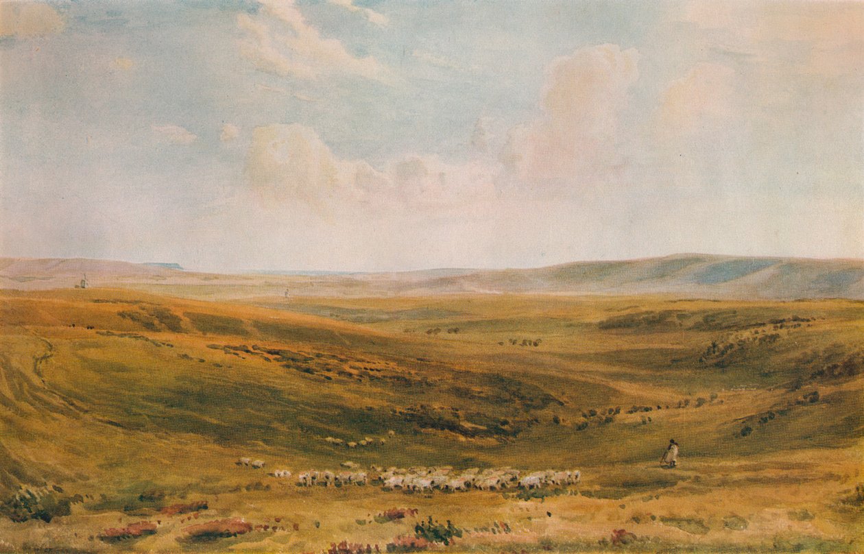 Downs lähellä Lewes Seaford Cliffiä kaukana, c1887 tekijältä Thomas Collier