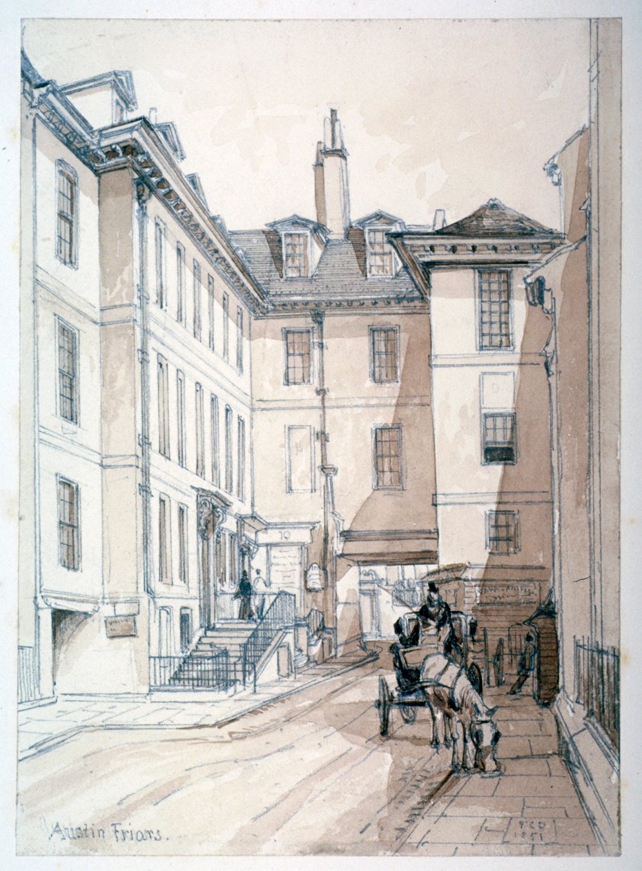 Austin Friars Street, Lontoon kaupunki, 1851. tekijältä Thomas Colman Dibdin