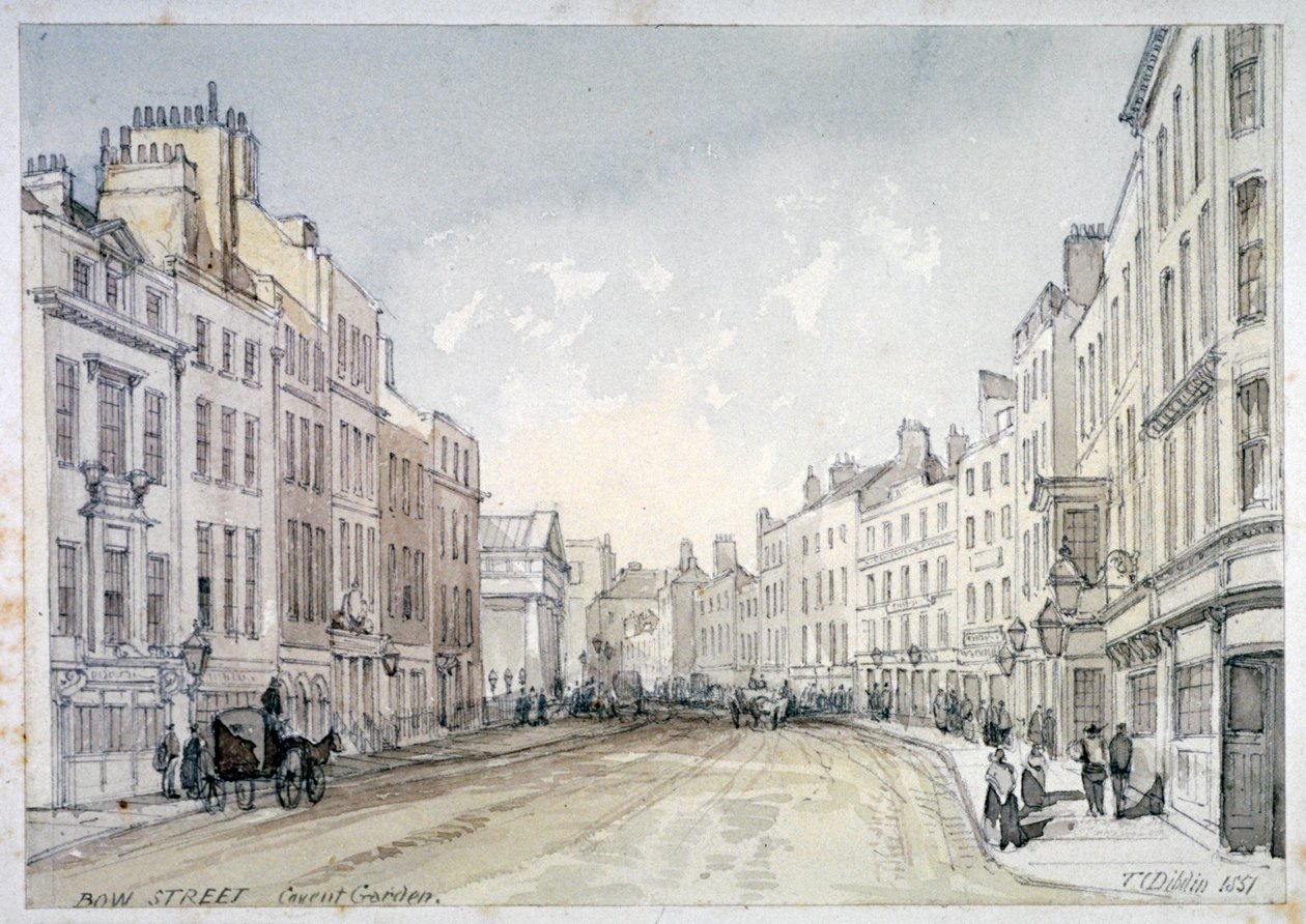 Bow Street, Westminster, Lontoo, 1851 tekijältä Thomas Colman Dibdin