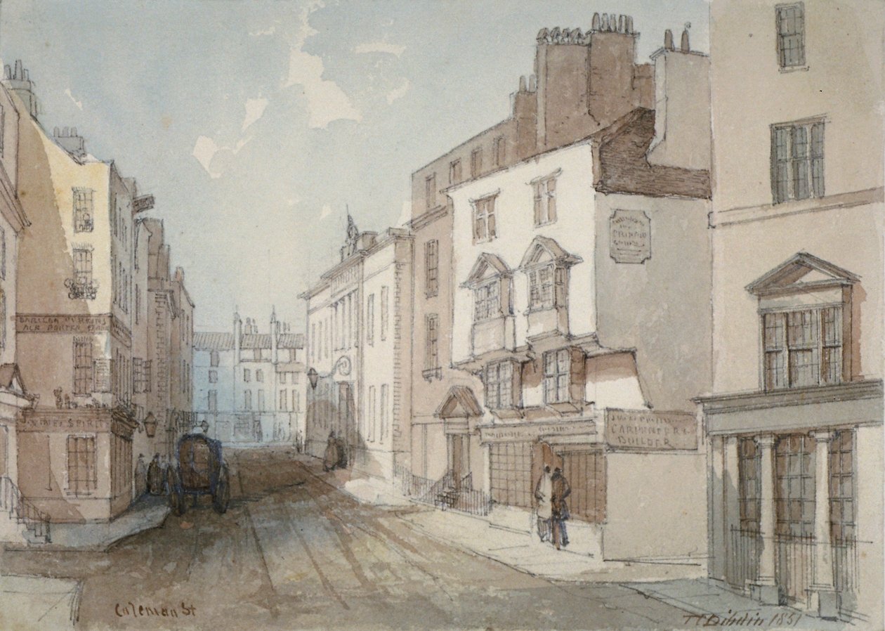 Coleman Street, Lontoon kaupunki, 1851. tekijältä Thomas Colman Dibdin