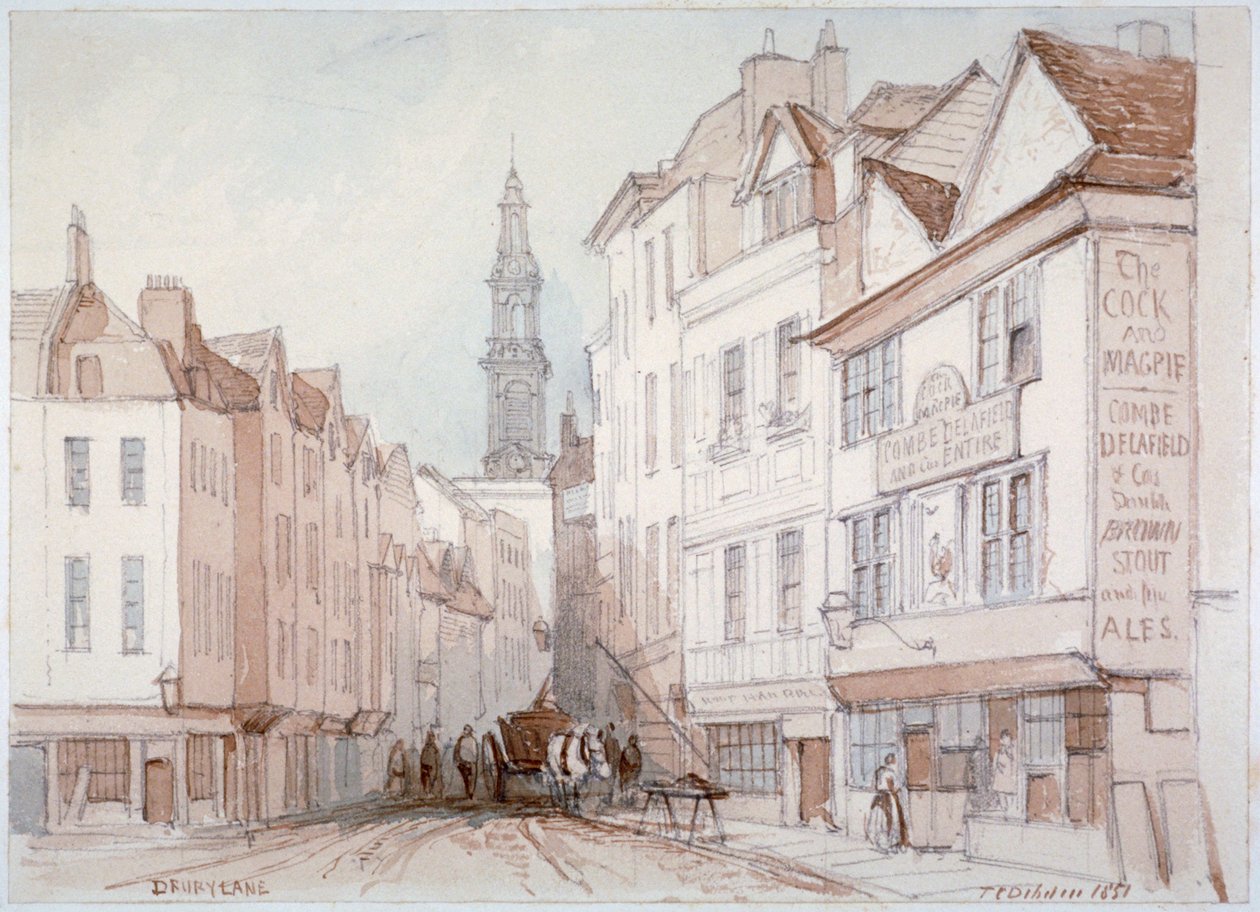 Drury Lane, Westminster, Lontoo, 1851 tekijältä Thomas Colman Dibdin