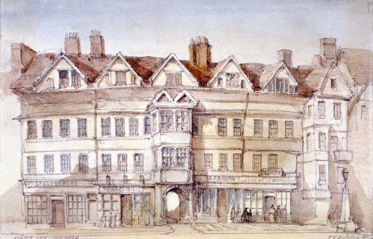 Staple Inn, Holborn, Lontoo, 1854 tekijältä Thomas Colman Dibdin