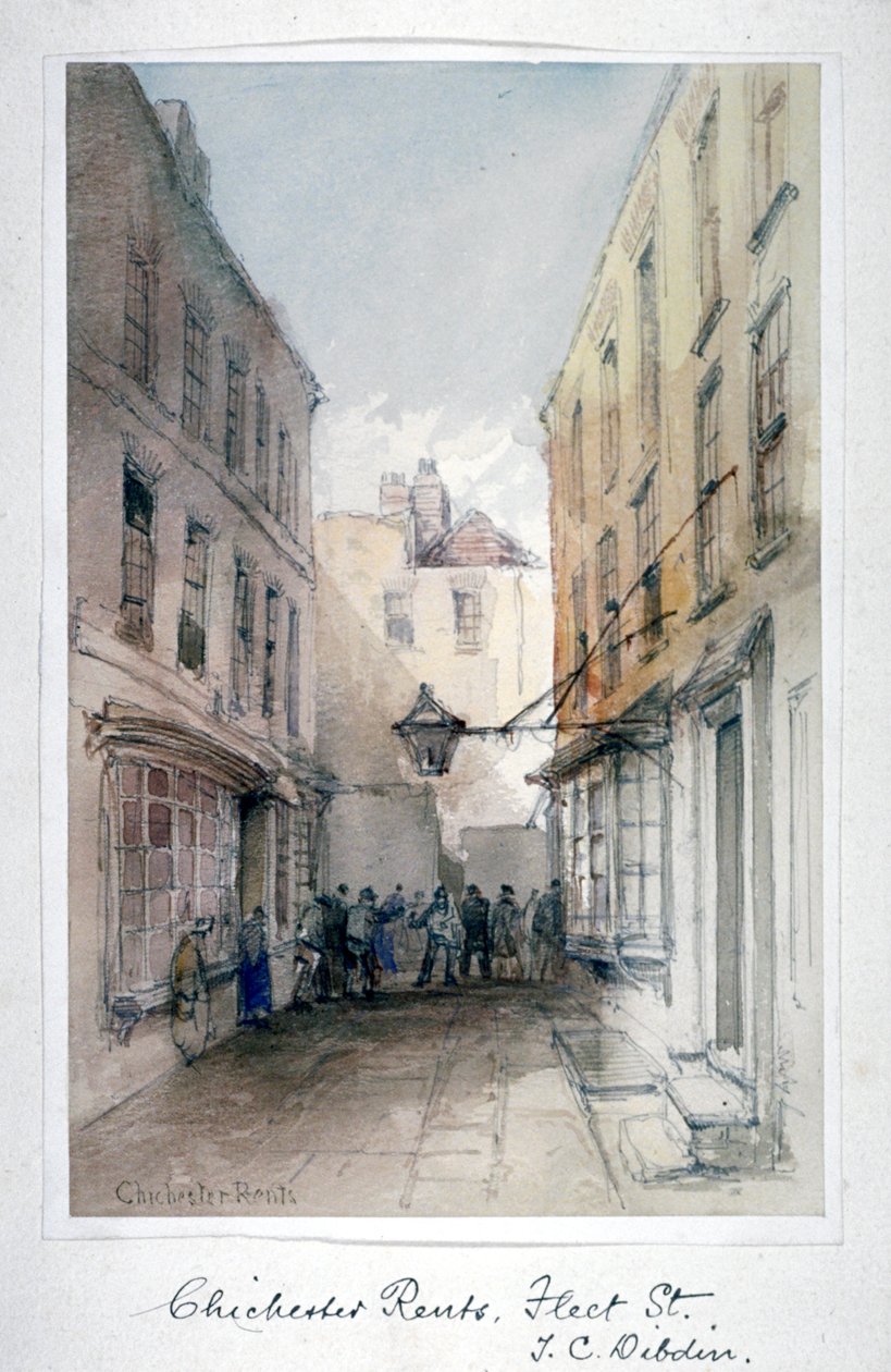 Näkymä Chichester Rentsissä, Fleet Street, Lontoon kaupunki, c1850. tekijältä Thomas Colman Dibdin