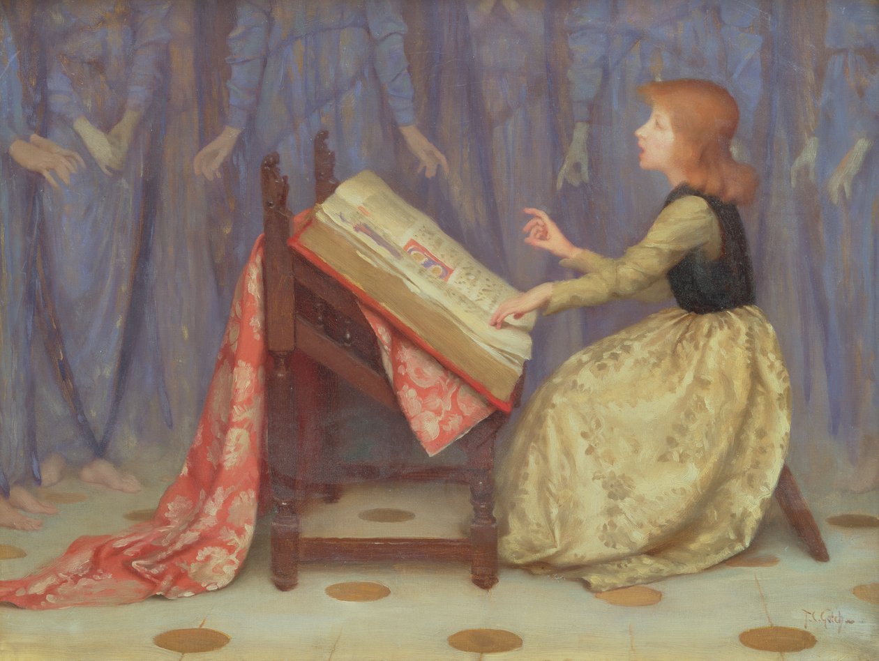 Tyttö istuu sisätiloissa tekijältä Thomas Cooper Gotch