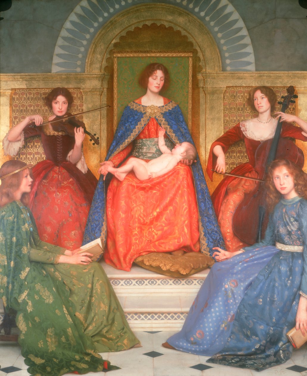 Pyhä äitiys, n. 1902 (öljy & kultalehti kankaalle) tekijältä Thomas Cooper Gotch