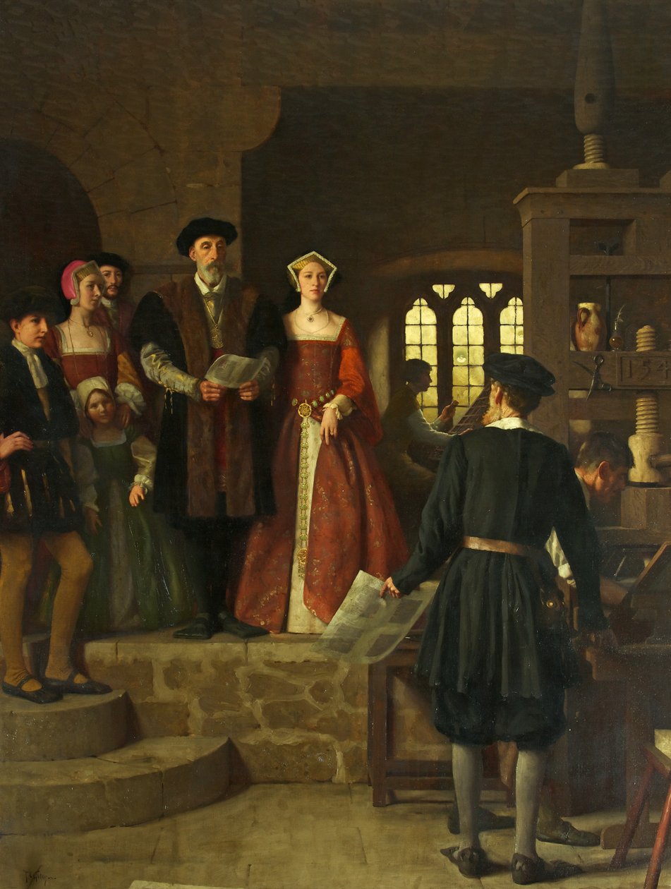 Ensimmäisen painokoneen pystytys Bristolissa tekijältä Thomas Cooper Gotch