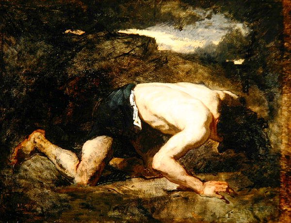 The Fugitive, Study for Timon of Ateens, n. 1857 (öljy kankaalle) tekijältä Thomas Couture